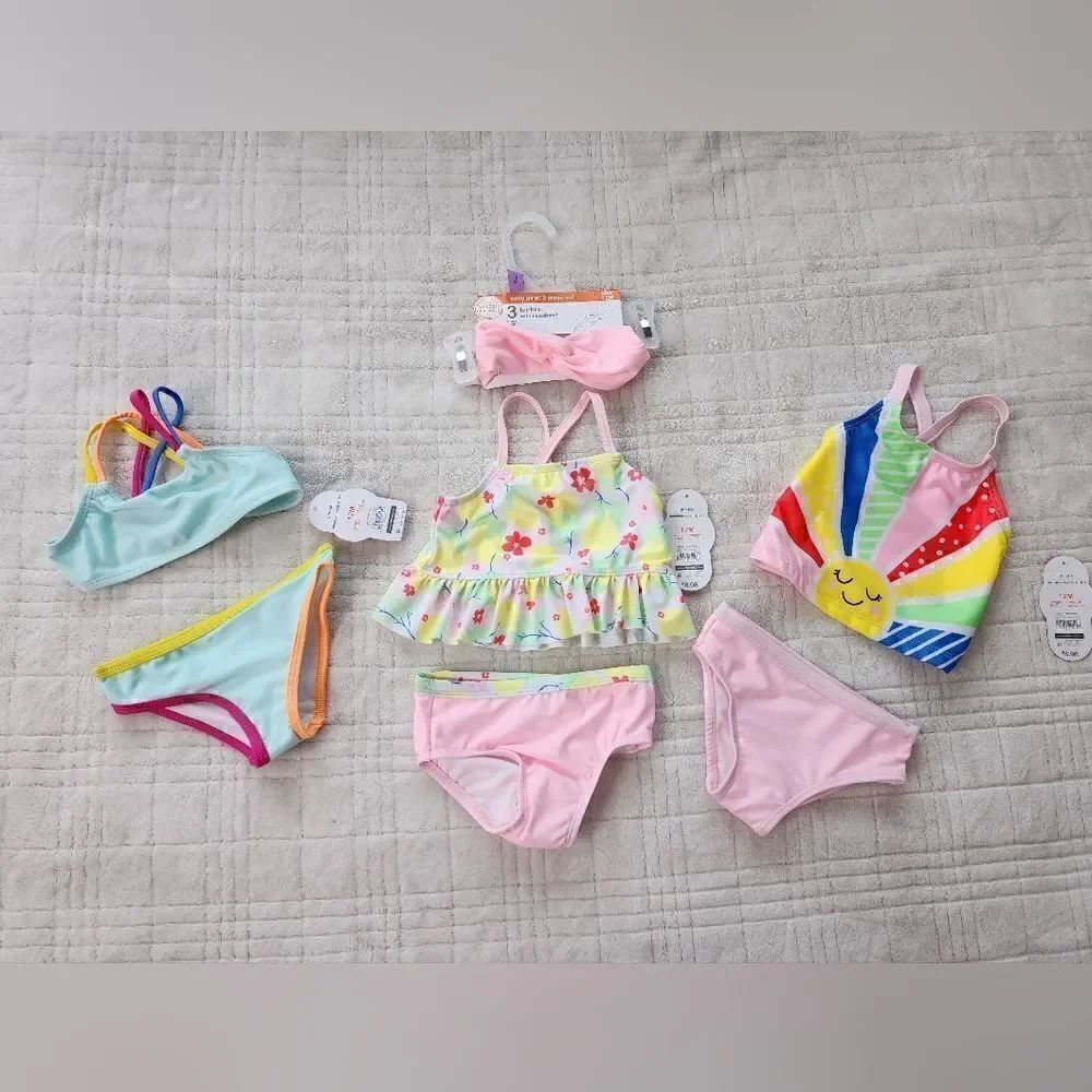 Nwt lot of 3 swim suits sets for girl, Size 12 months